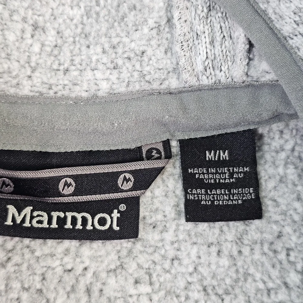 Marmot Jacket Womens Medium Gray Hooded Fleece Full‎ Zip Pockets G97600